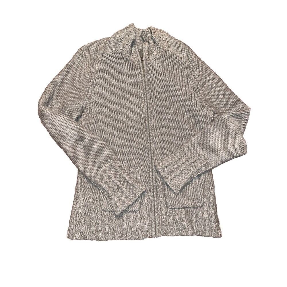 Carhartt Womens Full Zip Cardigan Sweater Size S Brown Lambswool Blend Pockets - Picture 1 of 5
